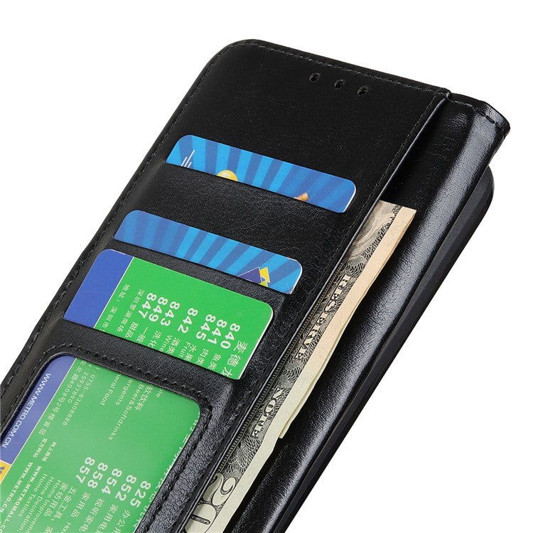 For Honor X9a 5G / X40 5G / Magic5 Lite 5G Stand Phone Case Crazy Horse Texture Wallet Phone Leather Cover - Black