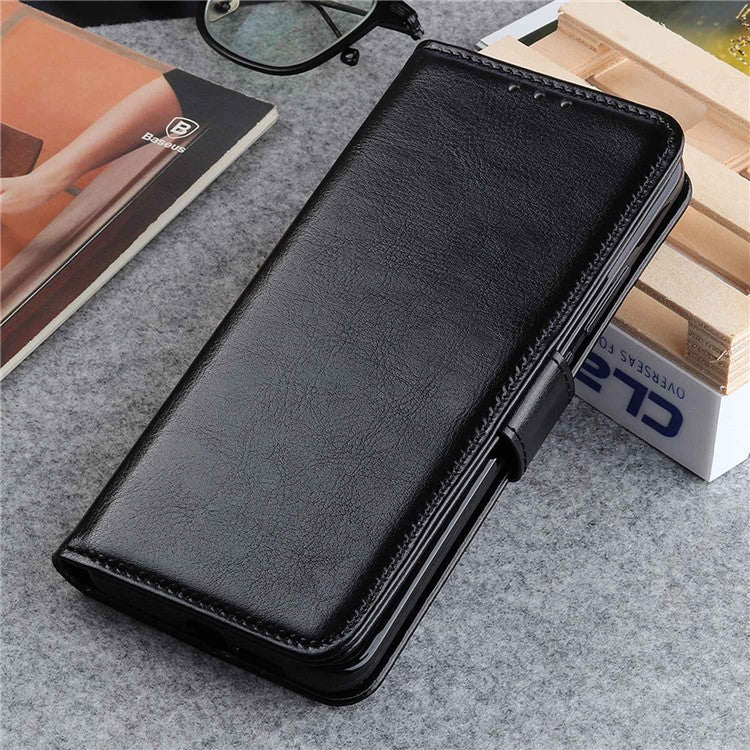 For Honor X9a 5G / X40 5G / Magic5 Lite 5G Stand Phone Case Crazy Horse Texture Wallet Phone Leather Cover - Black
