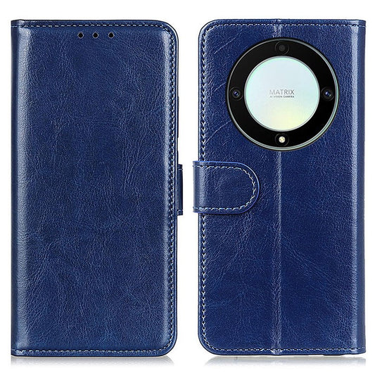 For Honor X9a 5G / X40 5G / Magic5 Lite 5G Stand Phone Case Crazy Horse Texture Wallet Phone Leather Cover - Blue