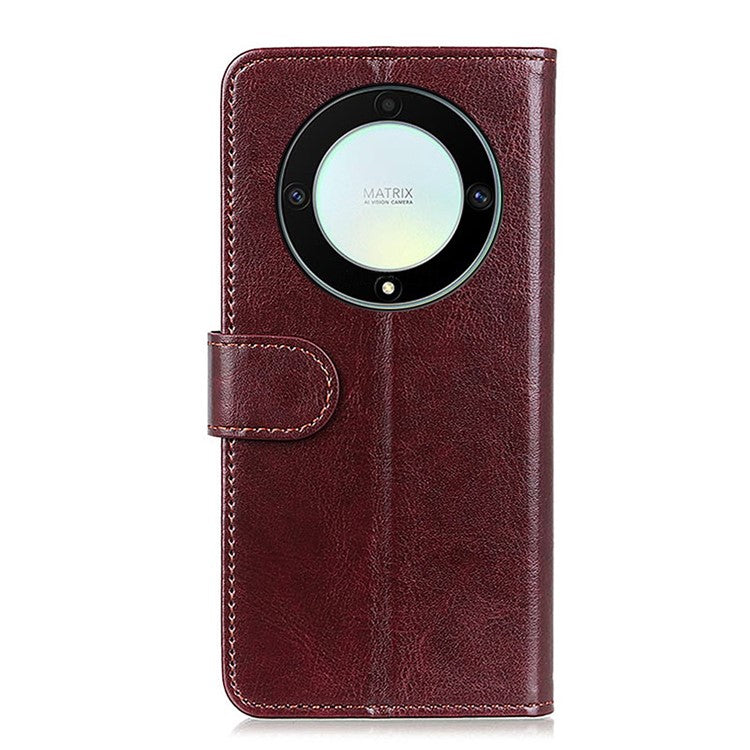 For Honor X9a 5G / X40 5G / Magic5 Lite 5G Stand Phone Case Crazy Horse Texture Wallet Phone Leather Cover - Brown