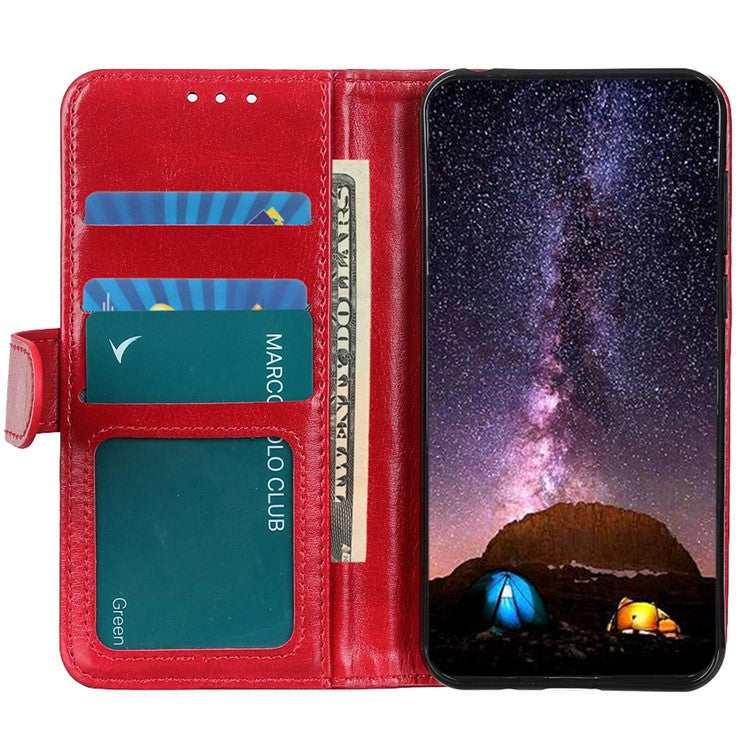 For Honor X9a 5G / X40 5G / Magic5 Lite 5G Stand Phone Case Crazy Horse Texture Wallet Phone Leather Cover - Red