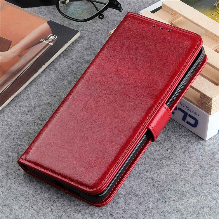 For Honor X9a 5G / X40 5G / Magic5 Lite 5G Stand Phone Case Crazy Horse Texture Wallet Phone Leather Cover - Red