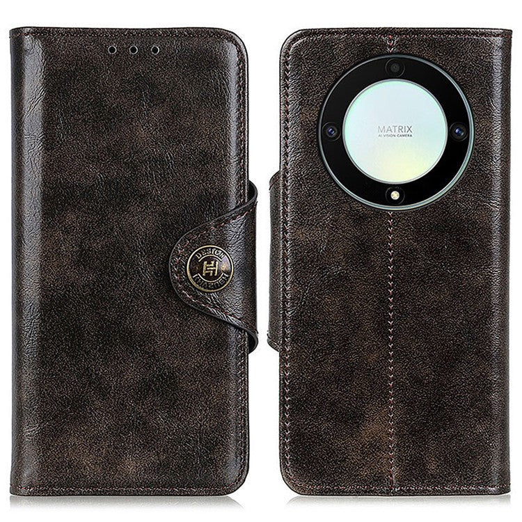 KHAZNEH For Honor X9a 5G / X40 5G / Magic5 Lite 5G Phone Cover PU Leather Wallet Stand Phone Case - Coffee