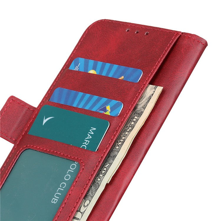 For Honor X7a 5G Cowhide Texture Phone Leather Cover Wallet Stand Phone Case - Red