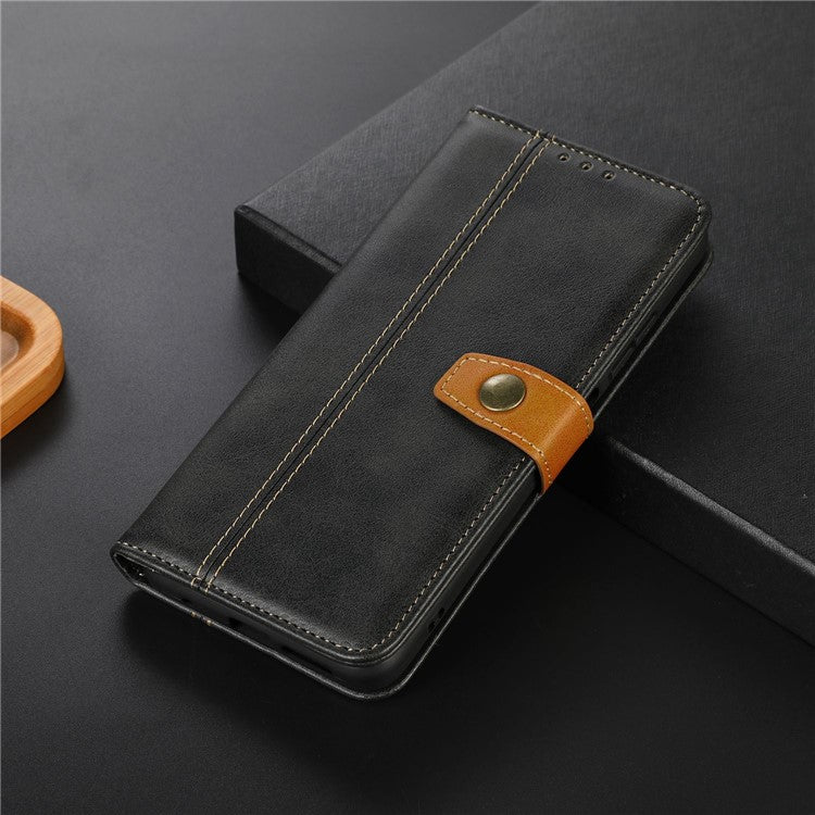 Calf Texture Phone Leather Case for Honor X7a 5G Stand Wallet Mobile Phone Cover - Black