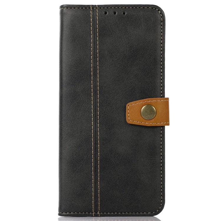 Calf Texture Phone Leather Case for Honor X7a 5G Stand Wallet Mobile Phone Cover - Black