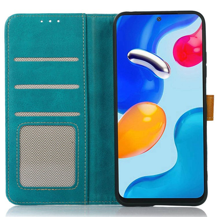 Calf Texture Phone Leather Case for Honor X7a 5G Stand Wallet Mobile Phone Cover - Light Green