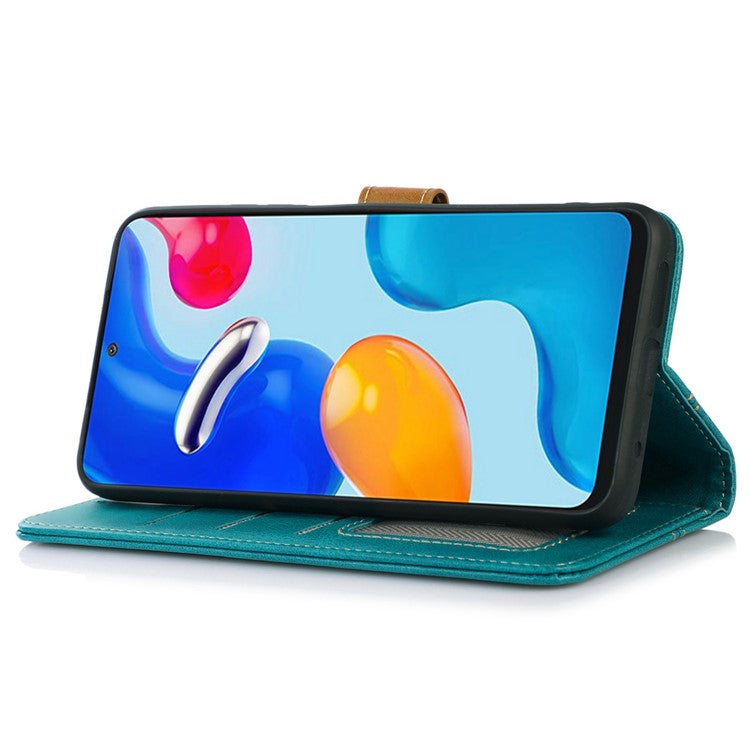 Calf Texture Phone Leather Case for Honor X7a 5G Stand Wallet Mobile Phone Cover - Light Green