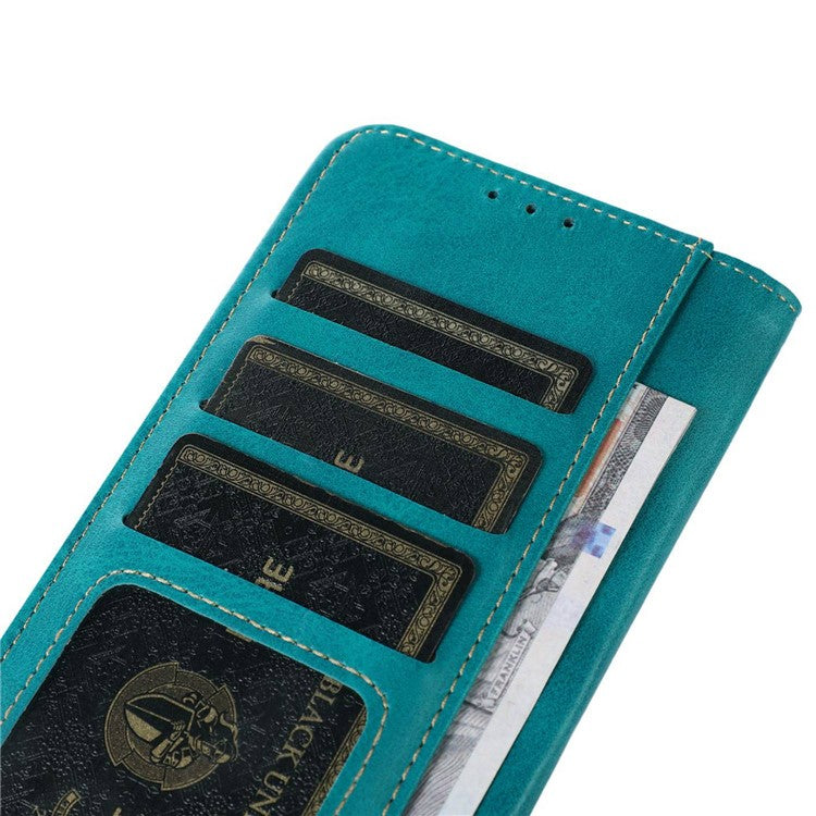Calf Texture Phone Leather Case for Honor X7a 5G Stand Wallet Mobile Phone Cover - Light Green