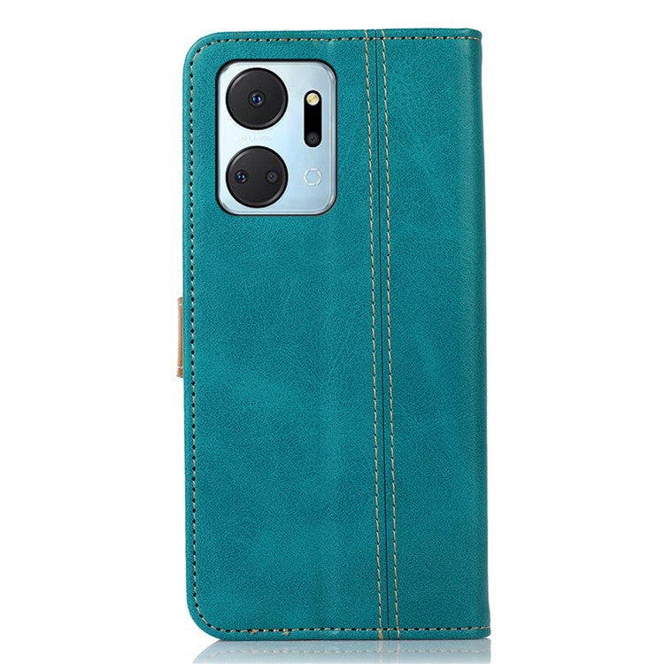 Calf Texture Phone Leather Case for Honor X7a 5G Stand Wallet Mobile Phone Cover - Light Green