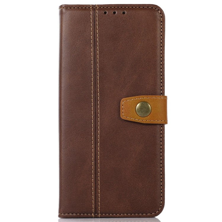 Calf Texture Phone Leather Case for Honor X7a 5G Stand Wallet Mobile Phone Cover - Coffee