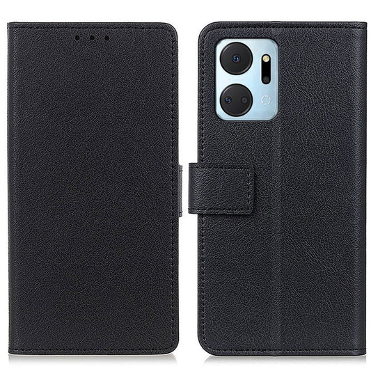 Leather Phone Stand Case for Honor X7a 5G Wallet Mobile Phone Protective Cover - Black