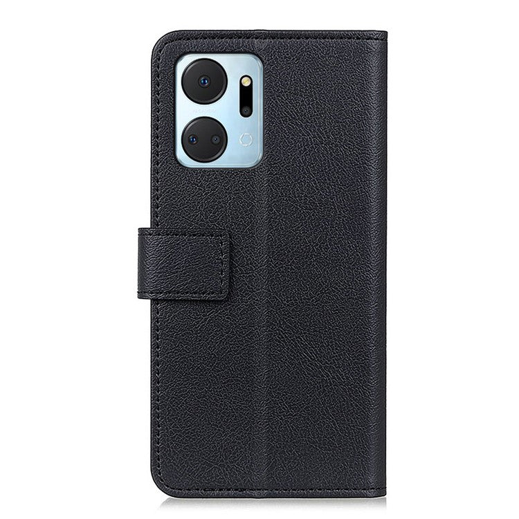 Leather Phone Stand Case for Honor X7a 5G Wallet Mobile Phone Protective Cover - Black