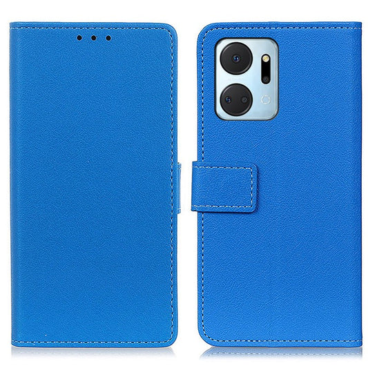 Leather Phone Stand Case for Honor X7a 5G Wallet Mobile Phone Protective Cover - Blue