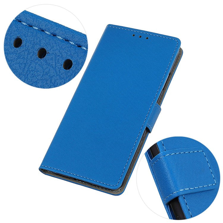 Leather Phone Stand Case for Honor X7a 5G Wallet Mobile Phone Protective Cover - Blue