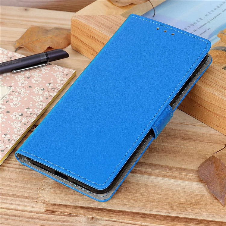 Leather Phone Stand Case for Honor X7a 5G Wallet Mobile Phone Protective Cover - Blue