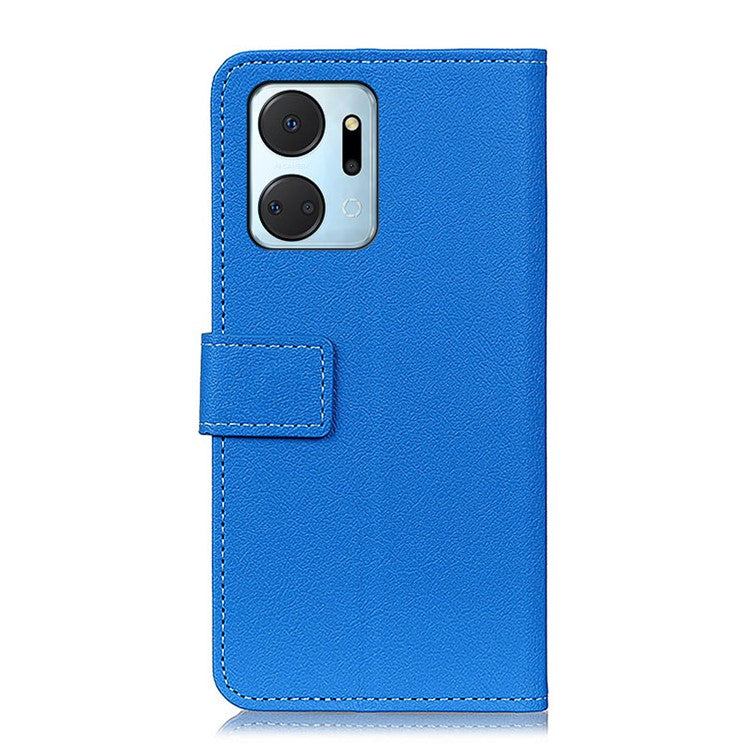 Leather Phone Stand Case for Honor X7a 5G Wallet Mobile Phone Protective Cover - Blue