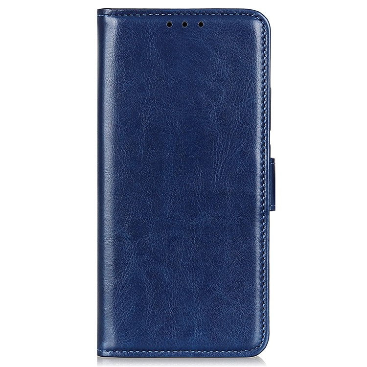 For Honor X7a 5G Cell Phone Case Stand Wallet PU Leather Crazy Horse Texture Phone Cover - Blue