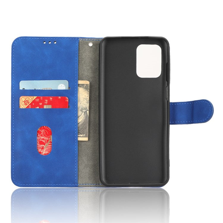 Anti-fall Phone Case For Motorola Moto G73 5G , PU Leather Wallet Stand Skin-touch Feeling Phone Cover - Blue