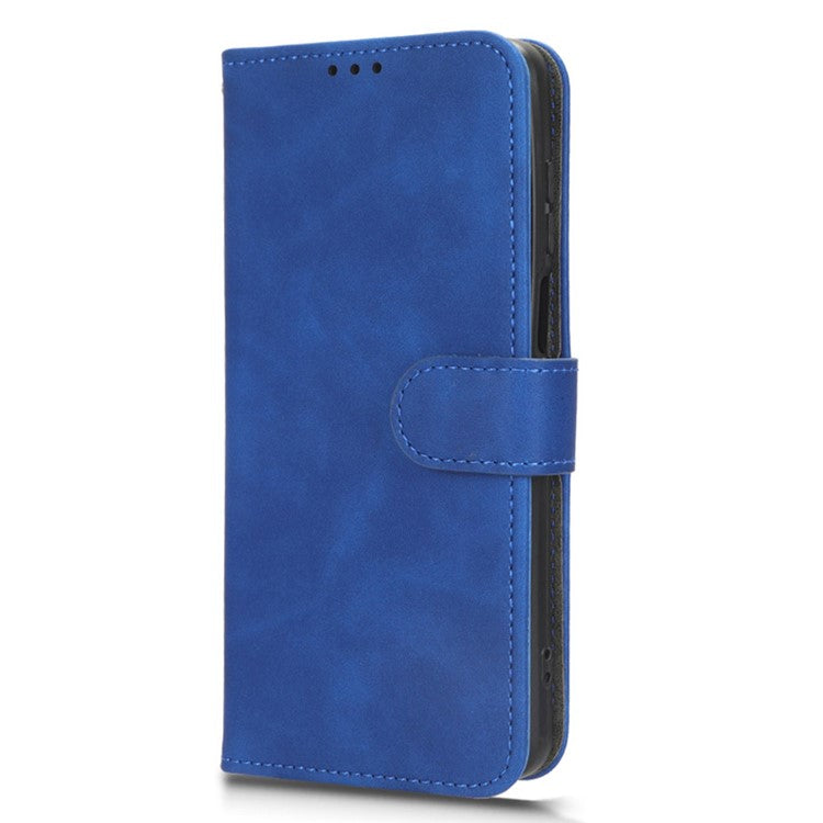 Anti-fall Phone Case For Motorola Moto G73 5G , PU Leather Wallet Stand Skin-touch Feeling Phone Cover - Blue