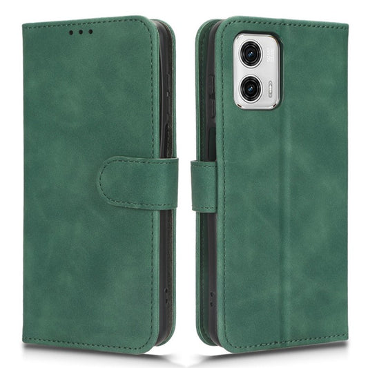 Anti-fall Phone Case For Motorola Moto G73 5G , PU Leather Wallet Stand Skin-touch Feeling Phone Cover - Green