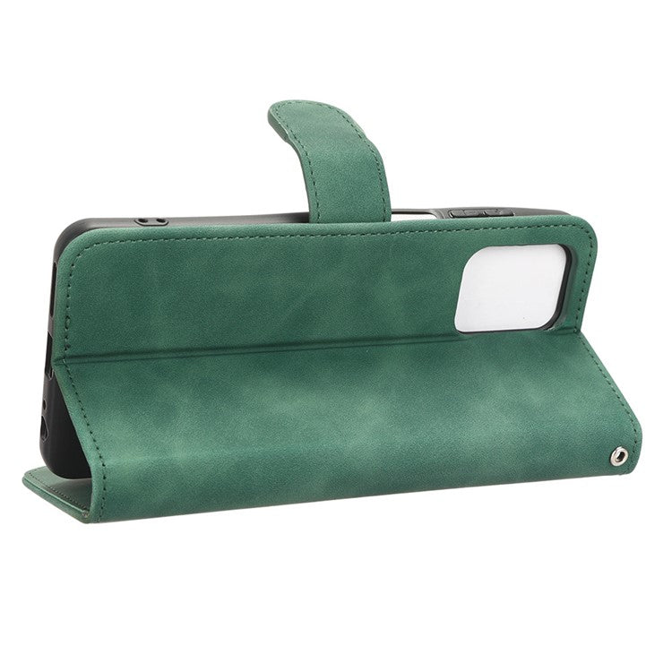 Anti-fall Phone Case For Motorola Moto G73 5G , PU Leather Wallet Stand Skin-touch Feeling Phone Cover - Green