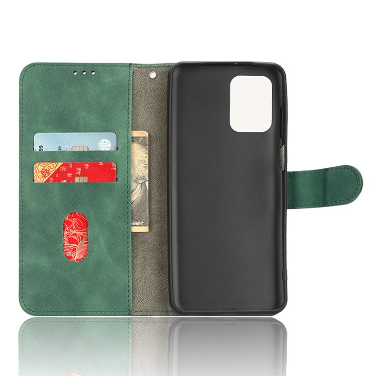 Anti-fall Phone Case For Motorola Moto G73 5G , PU Leather Wallet Stand Skin-touch Feeling Phone Cover - Green