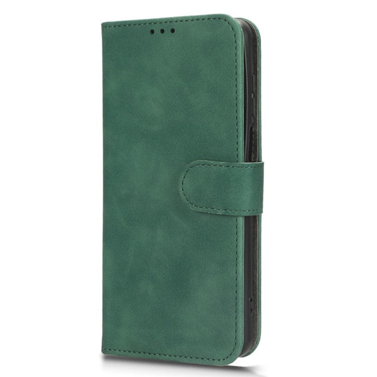 Anti-fall Phone Case For Motorola Moto G73 5G , PU Leather Wallet Stand Skin-touch Feeling Phone Cover - Green