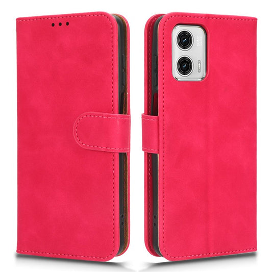 Anti-fall Phone Case For Motorola Moto G73 5G , PU Leather Wallet Stand Skin-touch Feeling Phone Cover - Rose