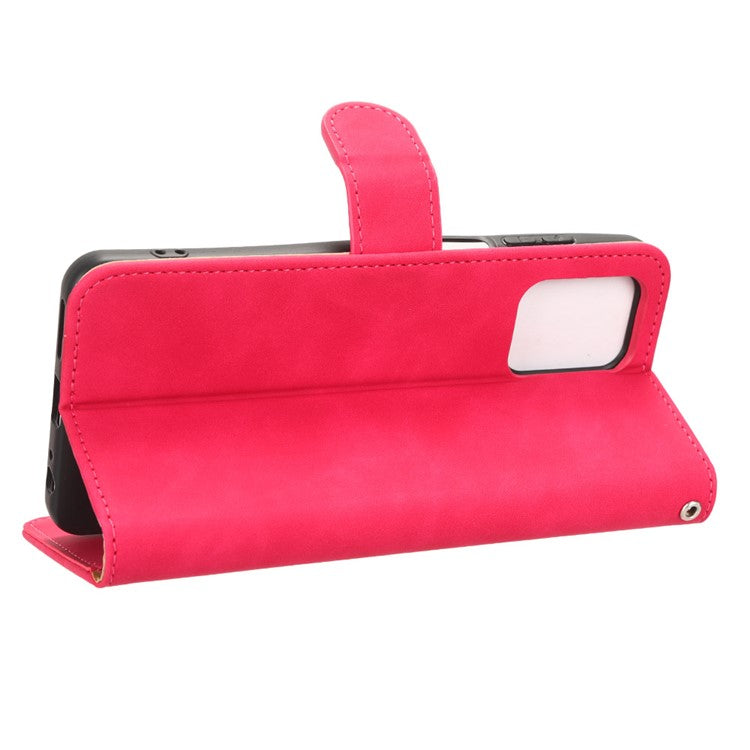 Anti-fall Phone Case For Motorola Moto G73 5G , PU Leather Wallet Stand Skin-touch Feeling Phone Cover - Rose