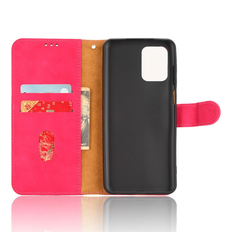 Anti-fall Phone Case For Motorola Moto G73 5G , PU Leather Wallet Stand Skin-touch Feeling Phone Cover - Rose