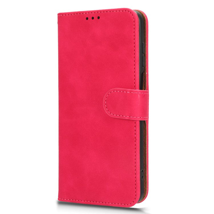 Anti-fall Phone Case For Motorola Moto G73 5G , PU Leather Wallet Stand Skin-touch Feeling Phone Cover - Rose