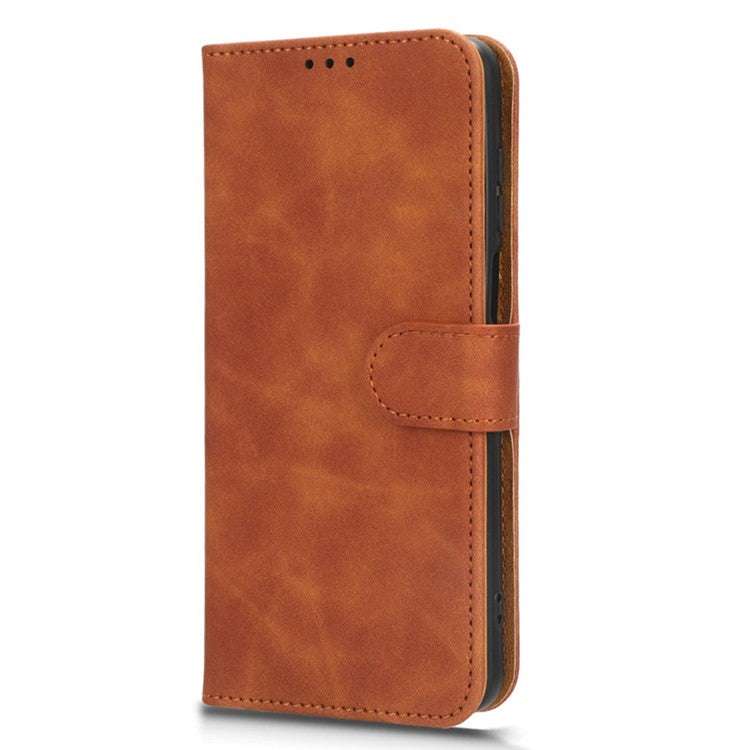 Anti-fall Phone Case For Motorola Moto G73 5G , PU Leather Wallet Stand Skin-touch Feeling Phone Cover - Brown