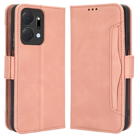 For Honor X7a 5G / Play7T 5G Wallet Phone Case Multiple Card Slots Stand Protective Flip Leather Phone Cover - Pink