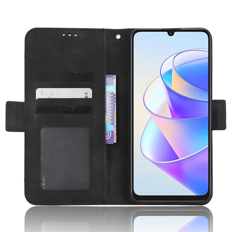 For Honor X7a 5G / Play7T 5G Wallet Phone Case Multiple Card Slots Stand Protective Flip Leather Phone Cover - Black