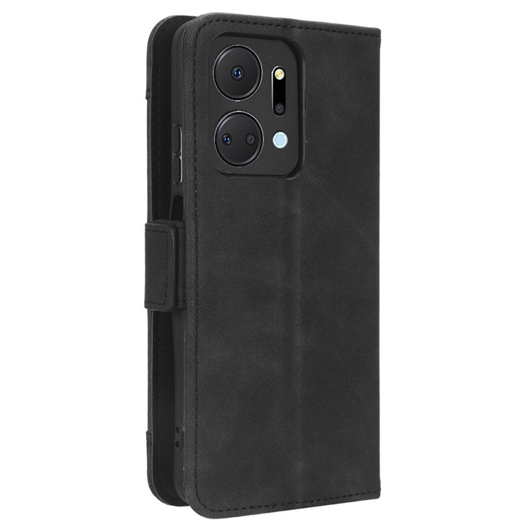 For Honor X7a 5G / Play7T 5G Wallet Phone Case Multiple Card Slots Stand Protective Flip Leather Phone Cover - Black