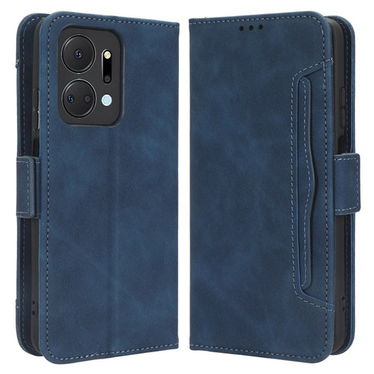 For Honor X7a 5G / Play7T 5G Wallet Phone Case Multiple Card Slots Stand Protective Flip Leather Phone Cover - Blue