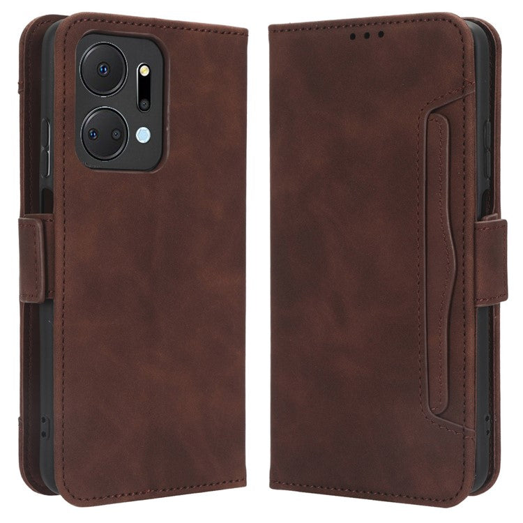 For Honor X7a 5G / Play7T 5G Wallet Phone Case Multiple Card Slots Stand Protective Flip Leather Phone Cover - Brown