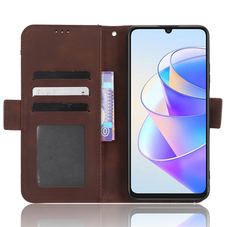 For Honor X7a 5G / Play7T 5G Wallet Phone Case Multiple Card Slots Stand Protective Flip Leather Phone Cover - Brown