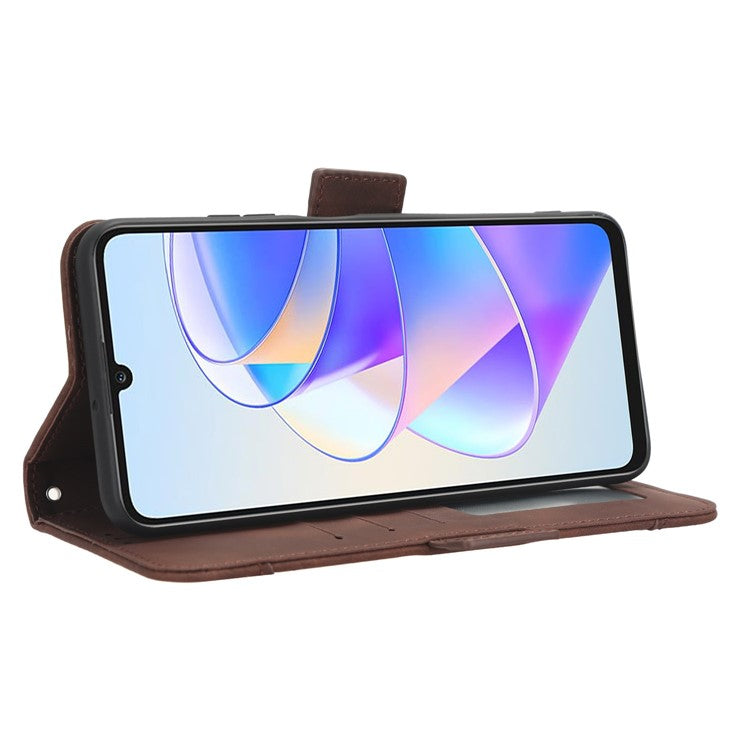 For Honor X7a 5G / Play7T 5G Wallet Phone Case Multiple Card Slots Stand Protective Flip Leather Phone Cover - Brown