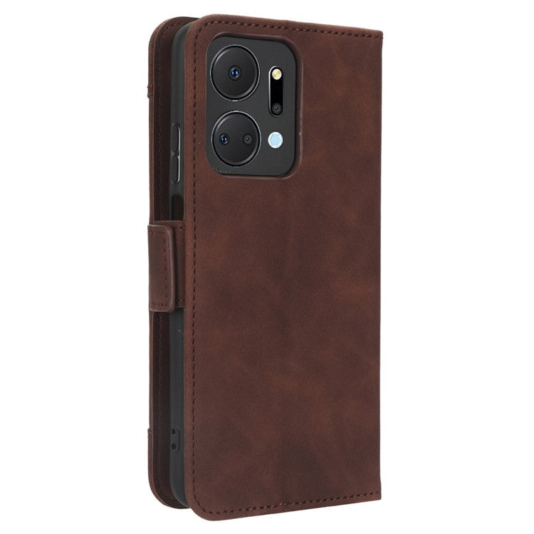 For Honor X7a 5G / Play7T 5G Wallet Phone Case Multiple Card Slots Stand Protective Flip Leather Phone Cover - Brown