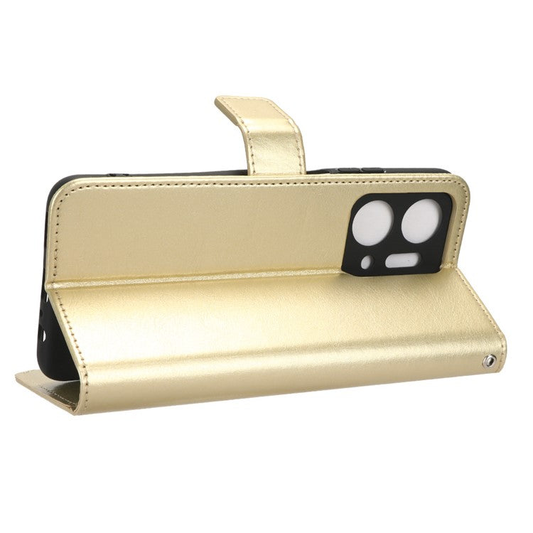 PU Leather Phone Wallet Case for Honor X7a 5G / Play7T 5G Crazy Horse Texture Stand Mobile Phone Cover - Gold