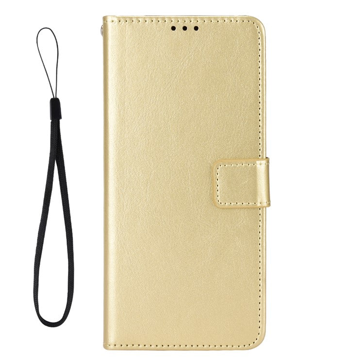 PU Leather Phone Wallet Case for Honor X7a 5G / Play7T 5G Crazy Horse Texture Stand Mobile Phone Cover - Gold