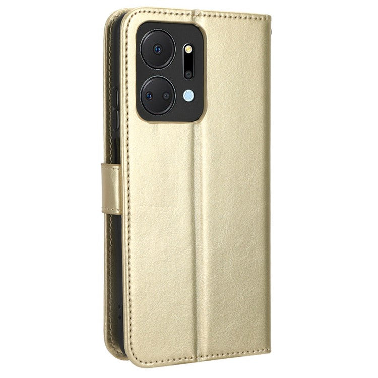 PU Leather Phone Wallet Case for Honor X7a 5G / Play7T 5G Crazy Horse Texture Stand Mobile Phone Cover - Gold