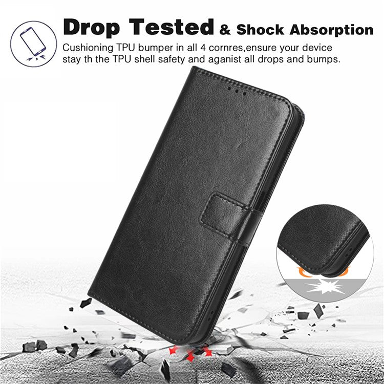PU Leather Phone Wallet Case for Honor X7a 5G / Play7T 5G Crazy Horse Texture Stand Mobile Phone Cover - Red