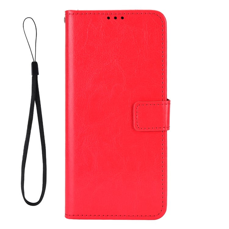 PU Leather Phone Wallet Case for Honor X7a 5G / Play7T 5G Crazy Horse Texture Stand Mobile Phone Cover - Red
