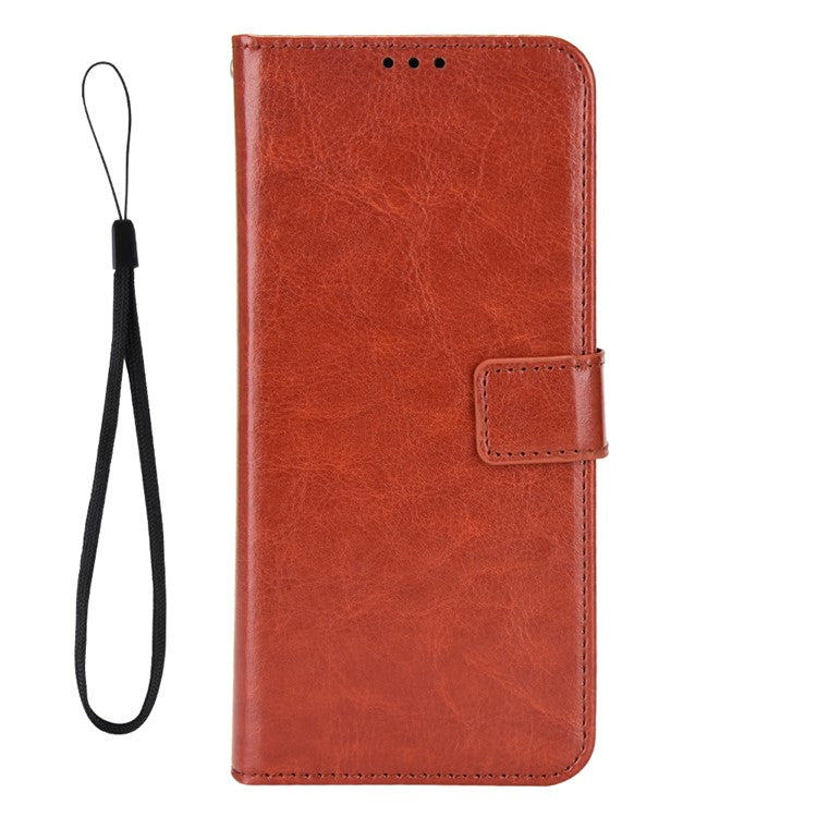 PU Leather Phone Wallet Case for Honor X7a 5G / Play7T 5G Crazy Horse Texture Stand Mobile Phone Cover - Brown