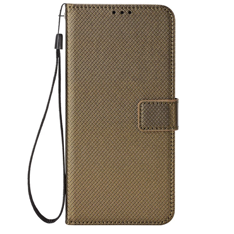 PU Leather Case for Honor X7a 5G / Play7T 5G Diamond Texture Wallet Stand Mobile Phone Cover - Brown