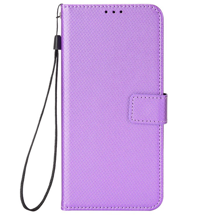 PU Leather Case for Honor X7a 5G / Play7T 5G Diamond Texture Wallet Stand Mobile Phone Cover - Purple