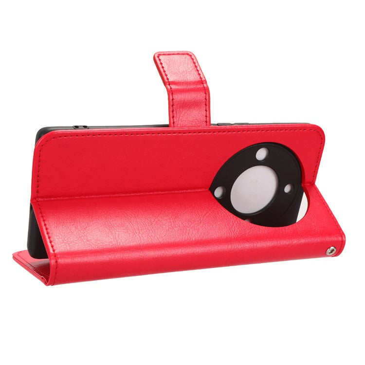 For Honor X9a 5G / X40 5G / Magic5 Lite 5G Cell Phone Cover Crazy Horse Texture Wallet Stand Phone Leather Case - Red